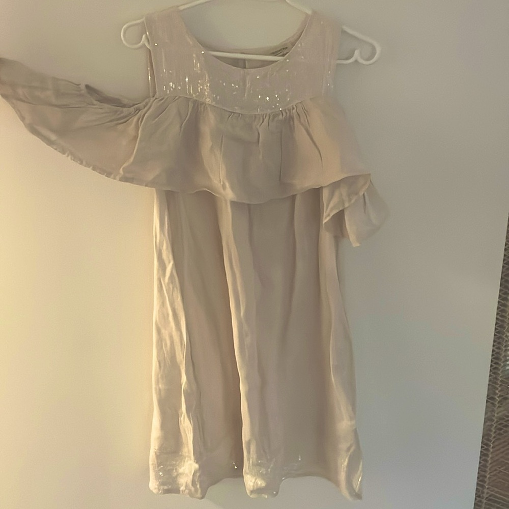 Beautiful beige sheath dress with sequins.